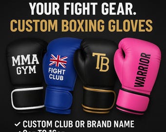 Custom Boxing Gloves, Personalized Leather MMA Muay Thai Kickboxing Gloves