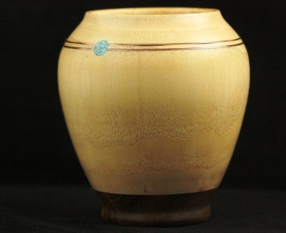 Items similar to Pistachio and Walnut Vase with Copper and Turquise ...