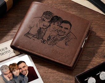 Personalized Wallet, Photo Leather Wallet for Men Best Dad Ever Gifts ,Custom Picture Wallet with Inital Name,Anniversary Father's Day Gift