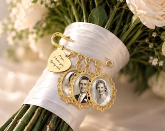 Personalized Wedding Photo Charm, Memorial Bridal Bouquet Charm, Groom Memorial Pin, Photo Wedding Brooch, Wedding Memorial Gifts