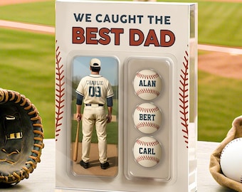 Fathers Day Gift For Dad, We Caught The Best Dad Baseball Gift, Personalized Figure Acrylic Block, Baseball Dad Gift,Fmaily Gift For Husband
