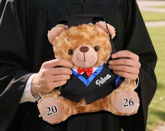 Custom Graduation Bear,Graduation Gift,Plush Bear with Mortarboard,College Graduation Gift,Preschool Graduation Gift,Gift for Graduates