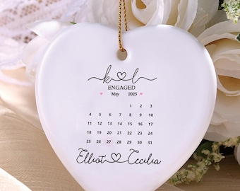 Custom Married Calendar Date Ceramic Hanging Keepsake, Wedding Gift, Personalised Heart Plaque Gift for Couples, Mr & Mrs Gift