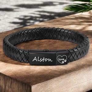 Personalized Ashes Bracelet Dog Urn Bracelet Leather, Custom Cremation Bracelet, Engraved Pet Ashes Bracelet, Pet Memorial Gift