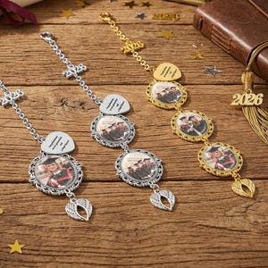 Colgante para foto de graduación 2026, colgante personalizado para foto conmemorativa de graduación, recuerdo de graduación personalizado, borla con alas de ángel para birrete de graduación