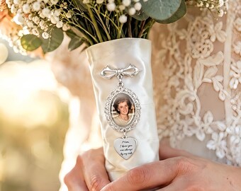 Custom Photo Wedding Bouquet Charm Memorial Bridal Bouquet Charm Walk with me Charm Bridal gift Memorial gift