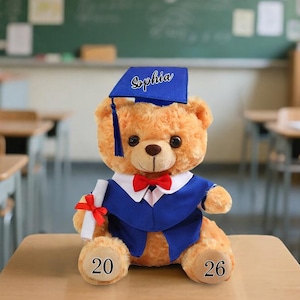 Custom 2026 Graduation Bear,Graduation Bear with Name, Plush Bear with Mortarboard Scroll, Gifts for Graduates, College Graduation Gift