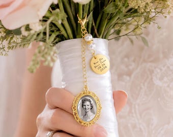 Custom Photo Wedding Bouquet Charm Memorial Bridal Bouquet Charm Walk with me Charm Bridal gift Memorial gift