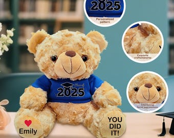 Urso de pelúcia personalizado com nome para formatura 2025, presente de formatura, urso de pelúcia para formatura universitária, presente de formatura pré-escolar, presente para formandos