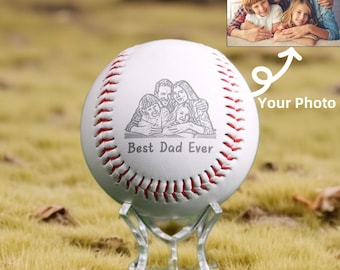 Custom Photo Baseball Engraved, Personalized Your Kids Picture Keepsake Baseball, Father's Day Gift