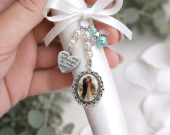 Personalized Bridal Bouquet Charm,Custom Flower Bouquet Photo Charm,Wedding Memorial Keepsake,Memory Remembrance Pin,Wedding Memorial Gifts