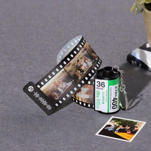 Custom Film Photo Keychain with Music Code ,Personalize with 5-15 Photos,Camera Roll Gift,Memory Gift, Gift for Her, Father&#39;s Day Gift