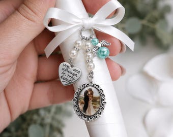 Personalized Bridal Bouquet Charm,Custom Flower Bouquet Photo Charm,Wedding Memorial Keepsake,Memory Remembrance Pin,Wedding Memorial Gifts