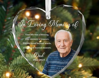 Personalized Photo Memorial Bauble,In Memory Ornament,Mom Loss Ornament,Dad Remembrance Ornament,Loss of Father Gift,Memorial Christmas Gift