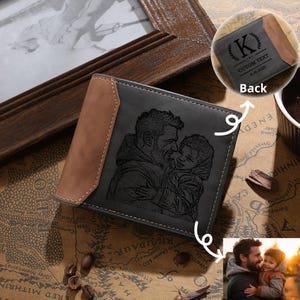 Benutzerdefinierte Foto Herren Brieftasche, benutzerdefinierte Anfangs Brieftasche für Männer, gravierte Foto Brieftasche, Erinnerungsgeschenk, Jahrestagsgeschenke für ihn, Vatertagsgeschenke