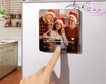 Personalized Music Fridge Magnet, Custom Photo & Music Refrigerator Magnet, Play Song Music Box Ornament, Anniversary Christmas Gift for Him