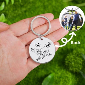 Porte-clé photo personnalisé football avec nom d'enfant, porte-clé football fête des pères, cadeau photo personnalisé porte-clé papa, cadeau personnalisé fête des pères