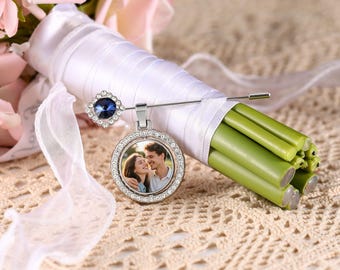 Custom Photo Lapel Pin, Groom Gift, Boutonniere Photo Charm, Wedding Lapel Pin, Lapel Pin with Pictures, Memorial Pin for Groom Wedding Gift