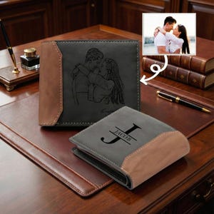 Personalized Wallet, Photo Leather Wallet for Men Best Dad Ever Gifts ,Custom Picture Wallet with Inital Name,Anniversary Father's Day Gift