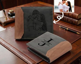 Personalized Wallet, Photo Leather Wallet for Men Best Dad Ever Gifts ,Custom Picture Wallet with Inital Name,Anniversary Father's Day Gift