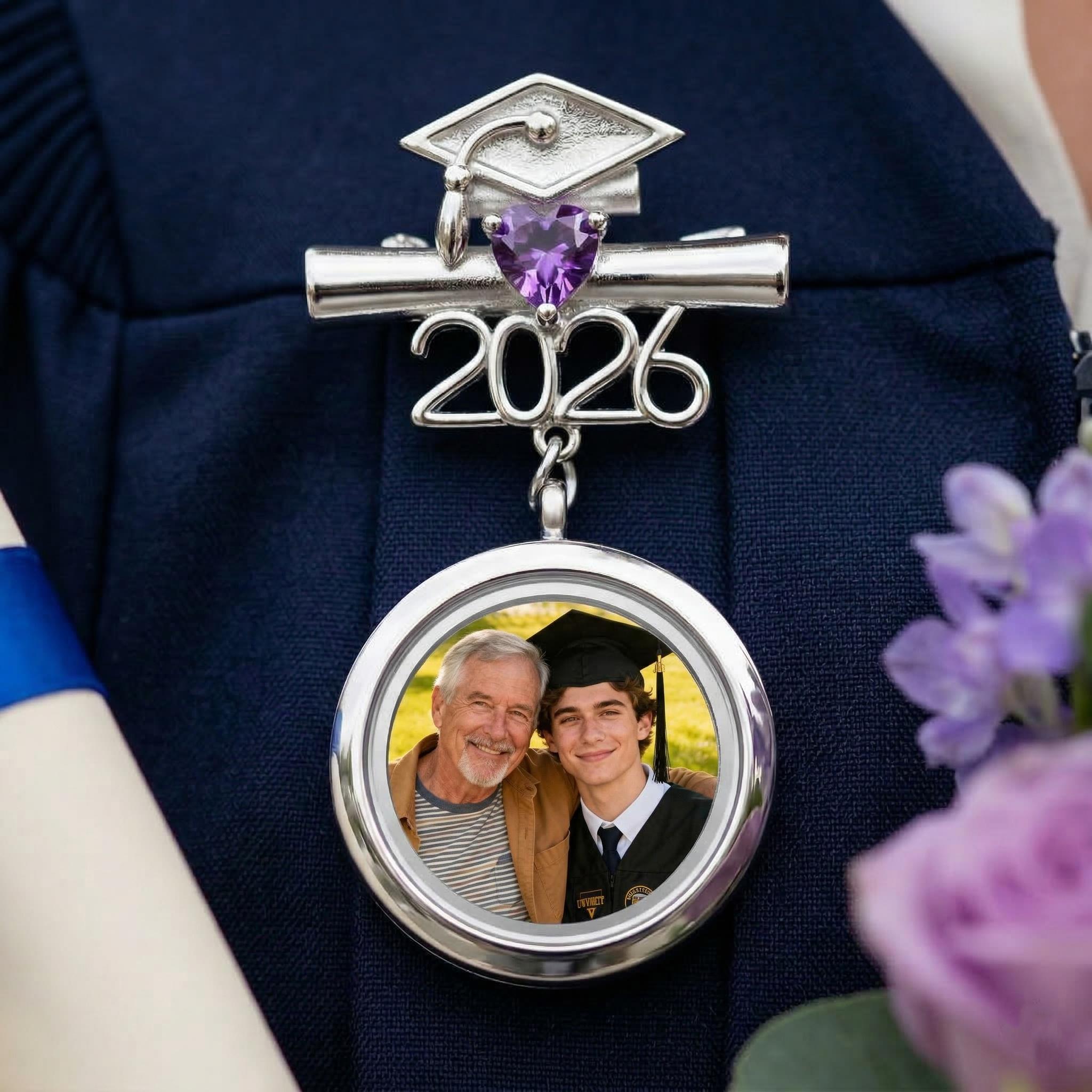 Graduation Brooches Custom Graduation Pin 2026, Memorial Photo Brooch, Birthstone Grad Gown ...