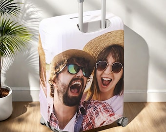 Custom Photo Luggage Cover,Personalized Travel Luggage Cover,Pet Luggage Cover,Funny Luggage Cover,Trip Luggage Protector,Honeymoon Gifts