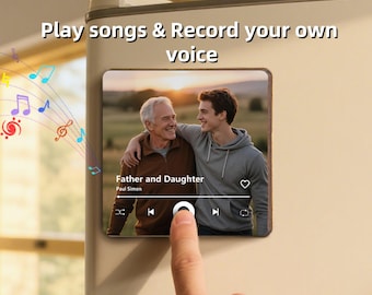 Personalized Music Fridge Magnet, Custom Play Song&Record Your Own Voice, Photo Fridge Magnet, Gifts for Dad Grandpa Him, Father's Day Gifts