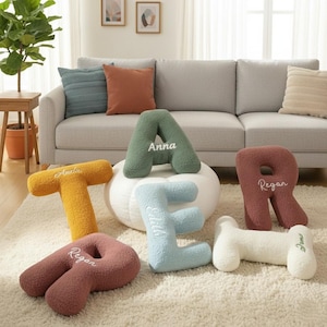 Personalized Monogrammed Letter Pillow,Custom Initial Pillow With Name,Kids Throw Pillows,Boucle Letter Pillow,New Baby Gift,Christmas Gift
