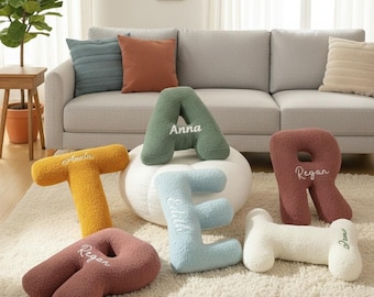 Personalized Monogrammed Letter Pillow,Custom Initial Pillow With Name,Kids Throw Pillows,Boucle Letter Pillow,New Baby Gift,Christmas Gift