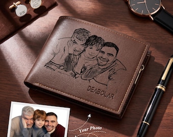 Personalized Wallet, Photo Leather Wallet for Men Best Dad Ever Gifts ,Custom Picture Wallet with Inital Name,Anniversary Father's Day Gift