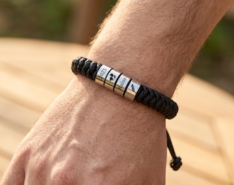 Personalized Leather Bracelet with Names Bracelet with kids name Bracelet icon Family names Couple names Bracelet