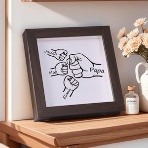 Fist Bump Dad And Kids Framed Sign, Dad Sign With Kids Names, Gift From Kids Sign, Gifts For Dad Father&#39;s Day Gift, Grandpa Gift