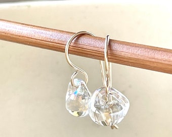 Water Droplet Earrings - Borosilicate Glass Teardrops on Gold Filled or Sterling Silver Wires - in Bubbly