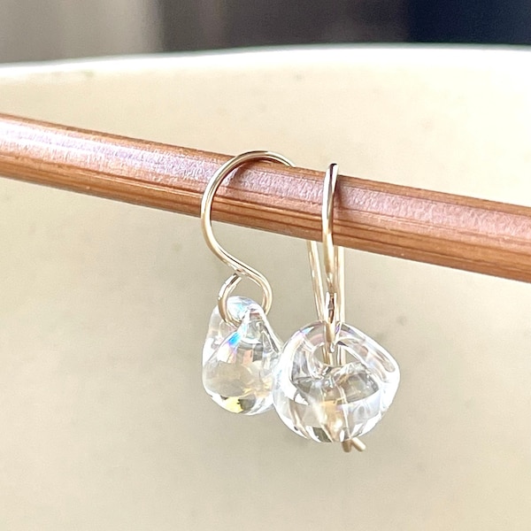 Water Droplet Earrings - Borosilicate Glass Teardrops on Gold Filled or Sterling Silver Wires - in Bubbly