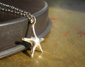 SALE Nassau Dainty .925 Sterling Silver Starfish on Sterling Silver Chain Necklace - Perfect for Beach Weddings