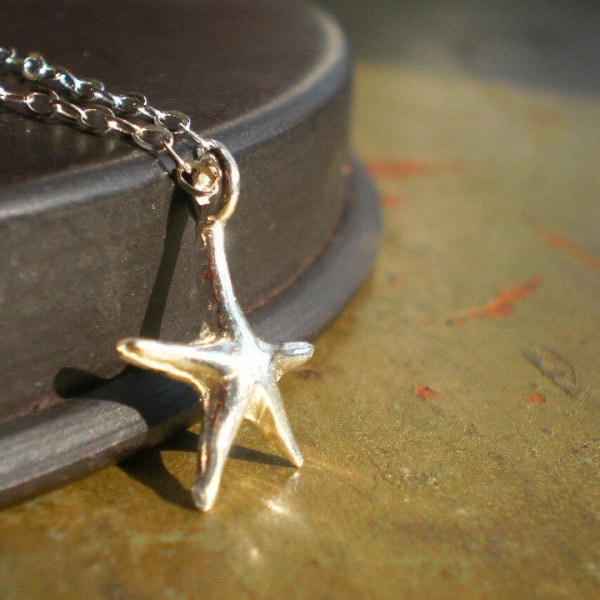 SALE Nassau Dainty .925 Sterling Silver Starfish on Sterling Silver Chain Necklace - Perfect for Beach Weddings