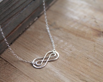 Cadiz Dainty .925 Sterling Silver Arabesque on Sterling Silver Chain Necklace - Romantic Celtic Knot Infinity Lovers Knot