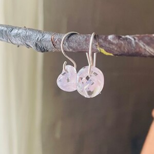 Water Droplet Earrings Borosilicate Glass Teardrops on Gold Filled or Sterling Silver Wires in Sakura Pink image 3