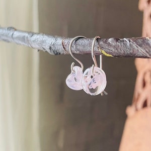 Water Droplet Earrings Borosilicate Glass Teardrops on Gold Filled or Sterling Silver Wires in Sakura Pink image 1