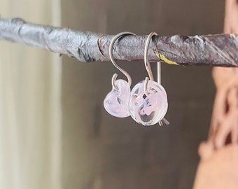 Water Droplet Earrings - Borosilicate Glass Teardrops on Gold Filled or Sterling Silver Wires - in Sakura Pink