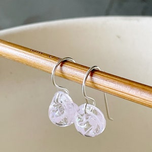 Water Droplet Earrings Borosilicate Glass Teardrops on Gold Filled or Sterling Silver Wires in Sakura Pink image 7