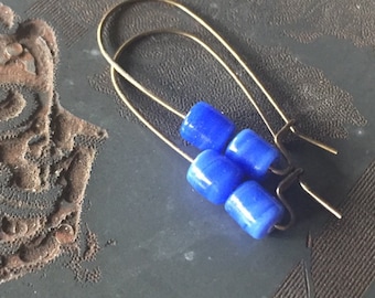 Brasília - Antique Brass Wires with Cobalt Blue Glass Beads