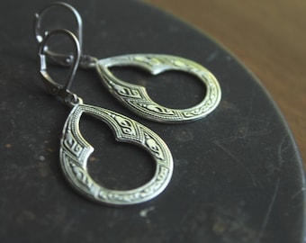 Pendientes de ojo de cerradura marroquíes de plata antigua Zagora