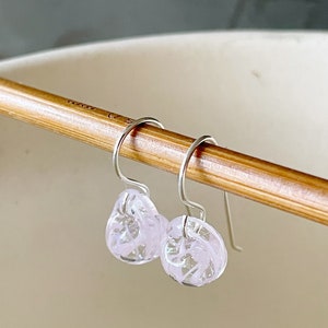 Water Droplet Earrings Borosilicate Glass Teardrops on Gold Filled or Sterling Silver Wires in Sakura Pink image 5