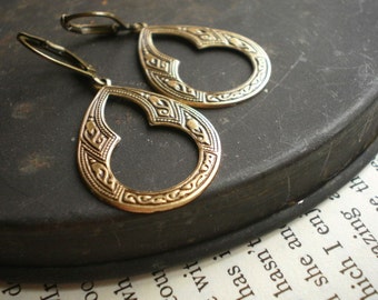 Zagora Antique Brass Moroccan Keyhole Earrings