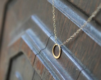San Marino Celebrity Tiny 24K Vermeil Gold Eternity Ring on Gold Filled Chain Necklace - Minimal Minimalist Modern