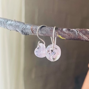 Water Droplet Earrings Borosilicate Glass Teardrops on Gold Filled or Sterling Silver Wires in Sakura Pink image 4