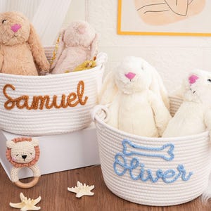 Handmade Baby Name Basket | Baby Shower Gifts | Baby Toys Basket | Baby Shower Gift Basket | Rope Cotton Baby Gift Basket | Pet Toy Basket