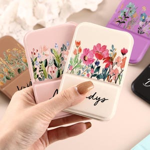 Personalized Bridesmaid Makeup Mirror, Custom Pocket Name Mirror, Square Portable Folding Compact Mirrors