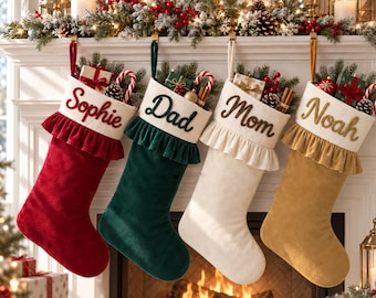 2026 Personalized Velvet Stockings Gift with Name, Christmas Stocking, Embroidery Holiday Decor, Family Christmas Stocking Gift,Holiday Gift